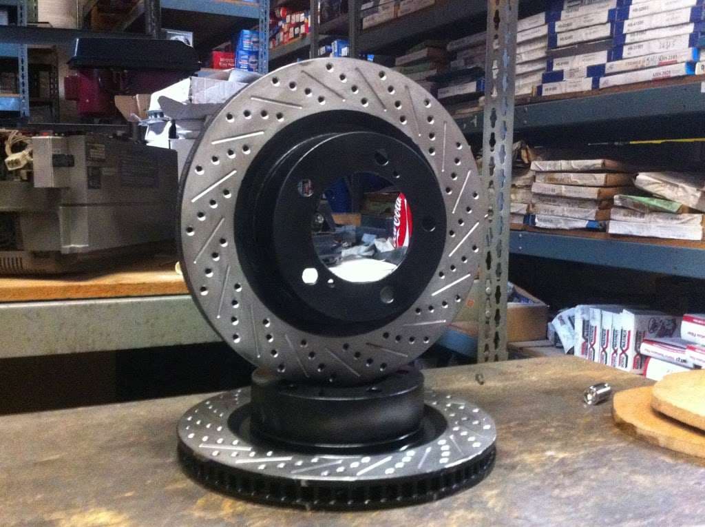 Performance drilled rotor display inside ACR Auto Parts